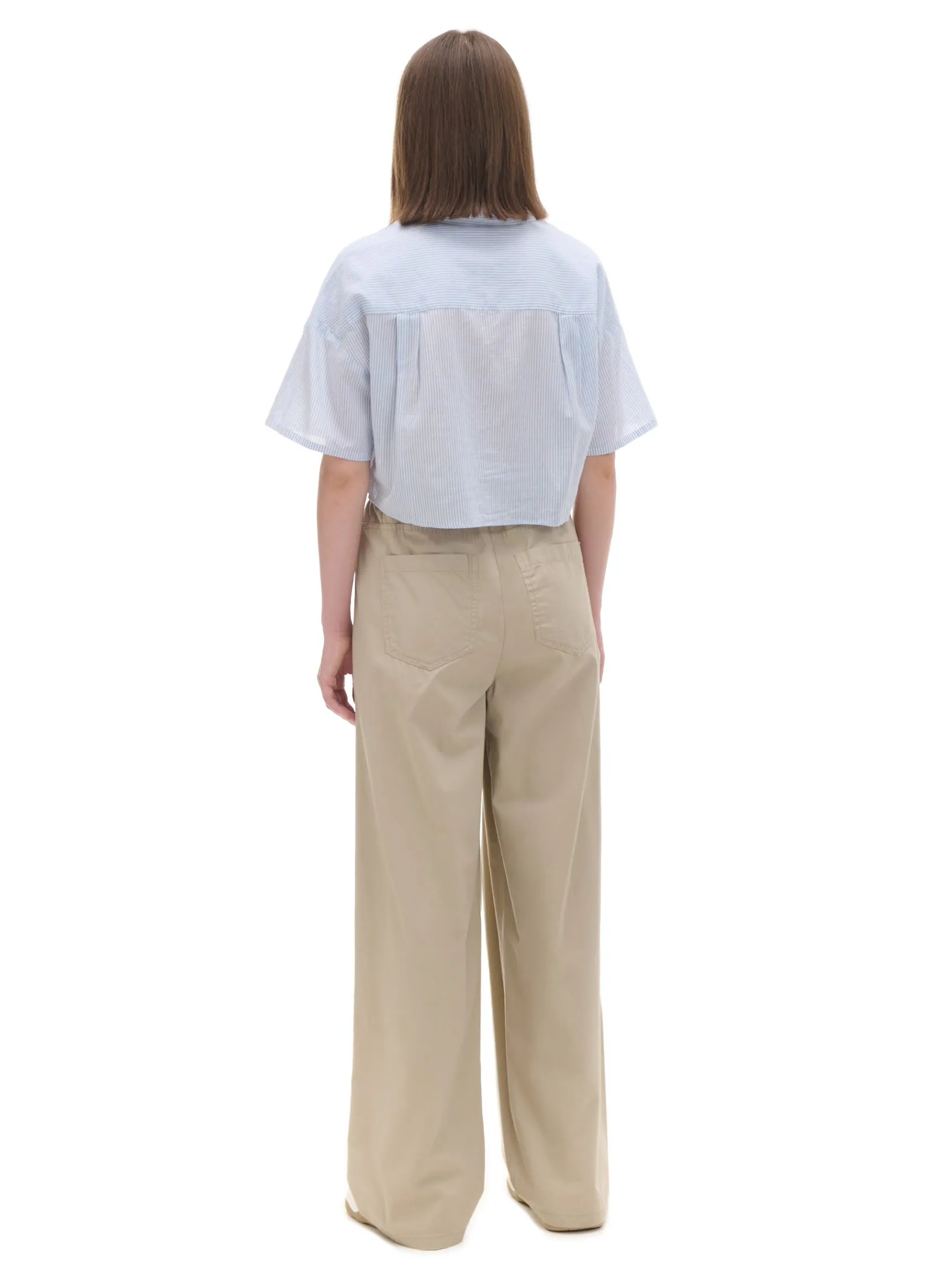 Hot Cropp Beżowe spodnie wide leg beżowy