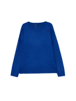 Clearance Cropp Beżowy gładki sweter niebieski