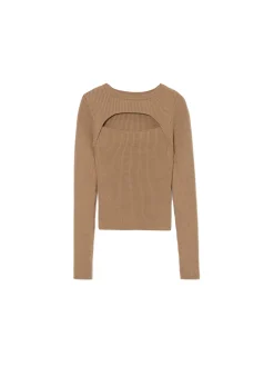 Best Cropp sweter z wycięciem z przodu beżowy
