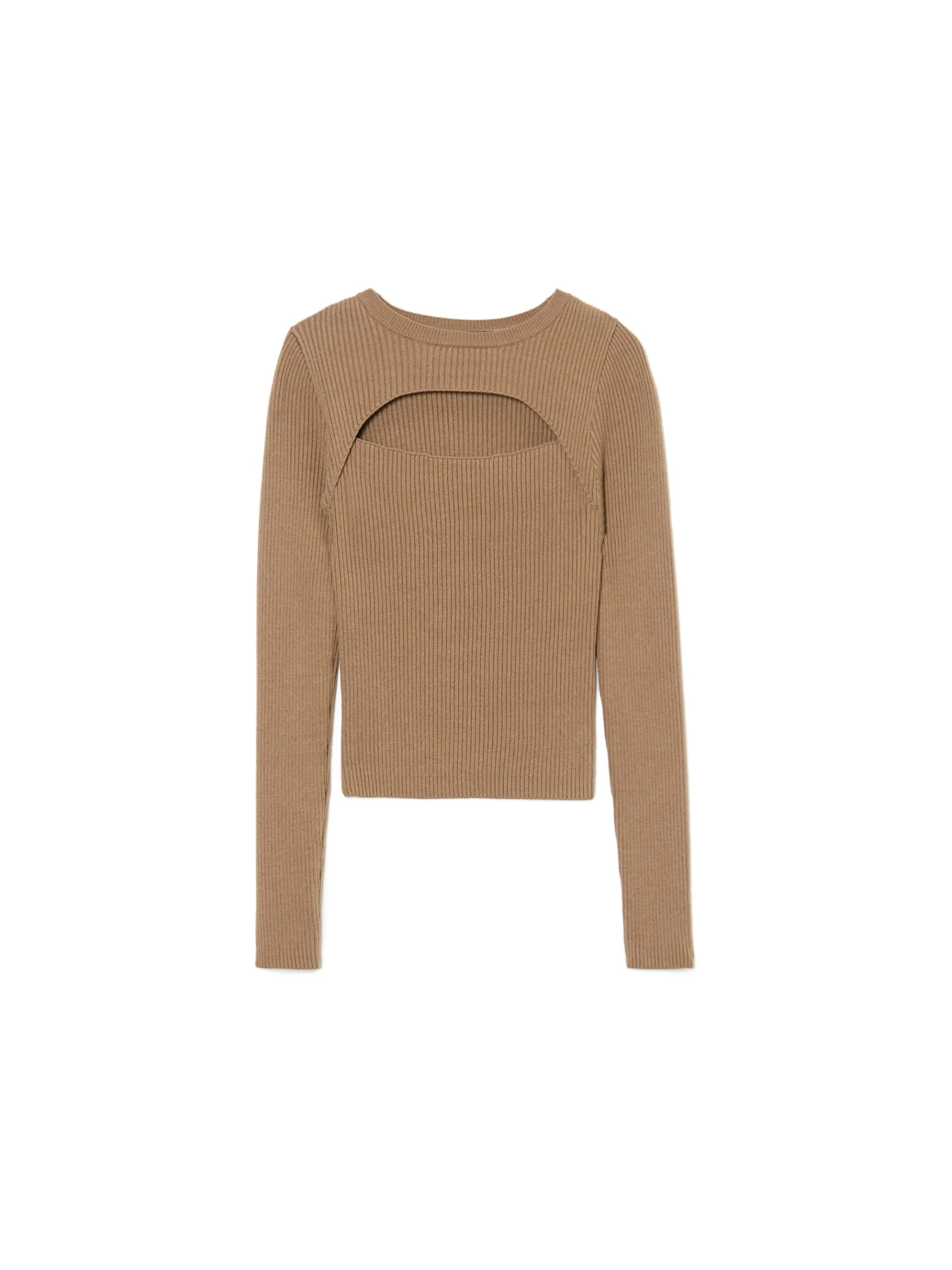 Best Cropp sweter z wycięciem z przodu beżowy