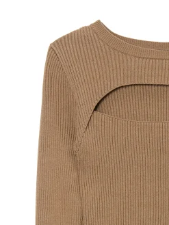 Best Cropp sweter z wycięciem z przodu beżowy