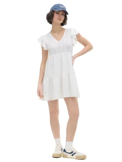 Online Cropp Biała ażurowa sukienka mini biały