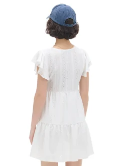 Online Cropp Biała ażurowa sukienka mini biały