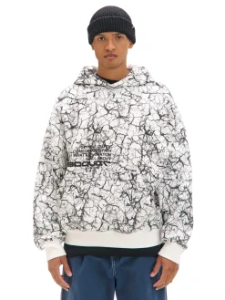 Sale Cropp Biała bluza hoodie z nadrukiem all over biały