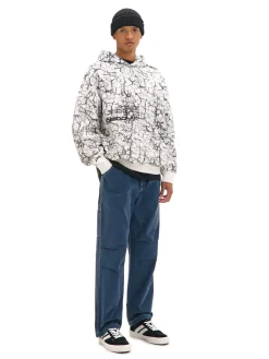 Sale Cropp Biała bluza hoodie z nadrukiem all over biały