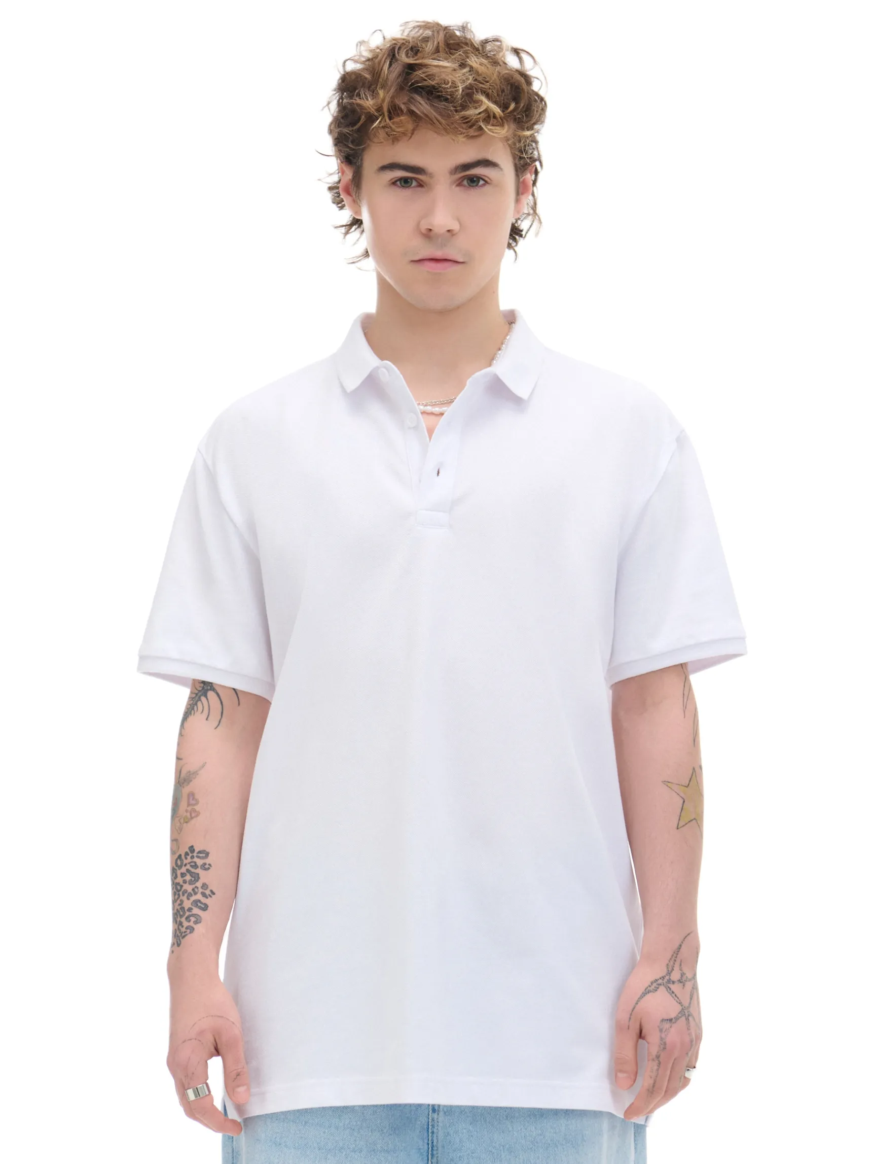 Discount Cropp Biała koszulka polo biały