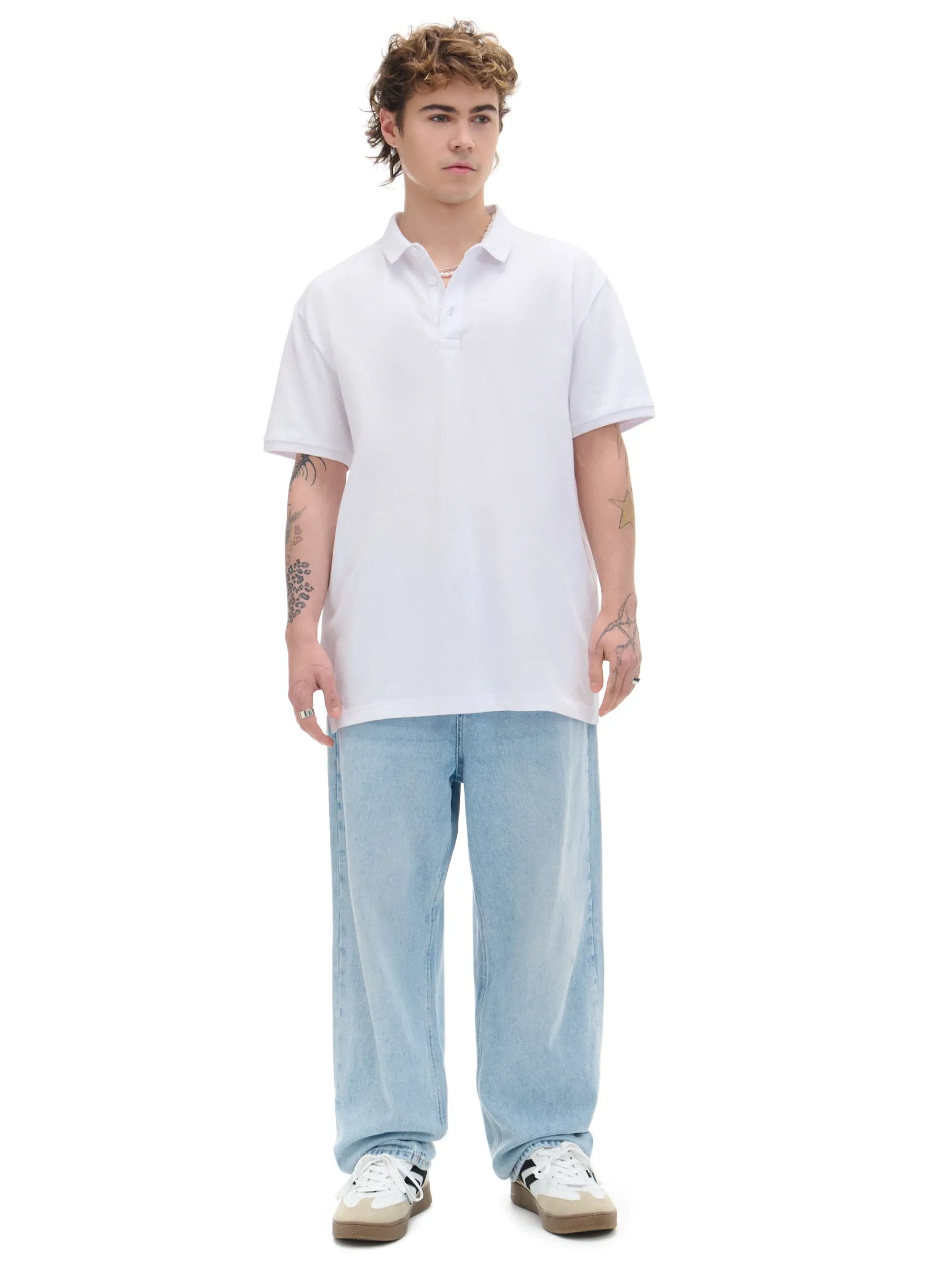 Discount Cropp Biała koszulka polo biały