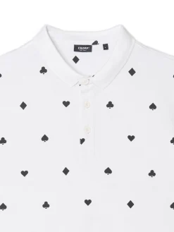 Hot Cropp Biała koszulka polo z karcianymi wzorami biały