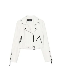 Online Cropp Biała kurtka biker z imitacji skóry biały