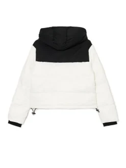 Online Cropp Biała kurtka puffer z czarnym karczkiem biały