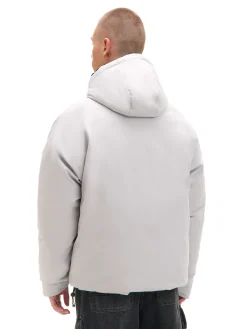 Clearance Cropp Biała kurtka puffer z kapturem jasnyszary