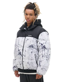 Sale Cropp Biała kurtka puffer z nadrukiem biały