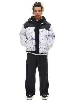 Sale Cropp Biała kurtka puffer z nadrukiem biały