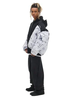 Sale Cropp Biała kurtka puffer z nadrukiem biały
