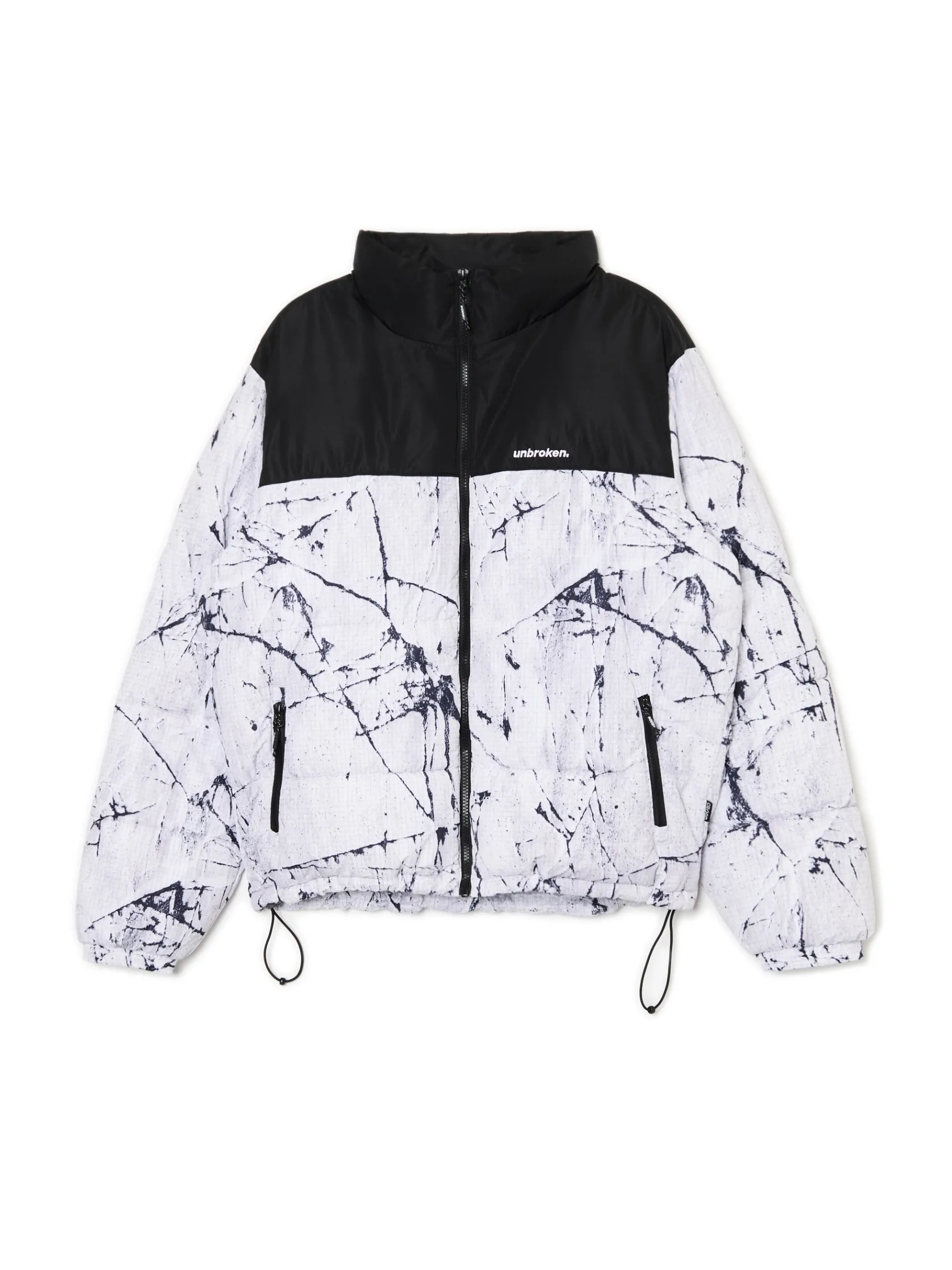 Sale Cropp Biała kurtka puffer z nadrukiem biały