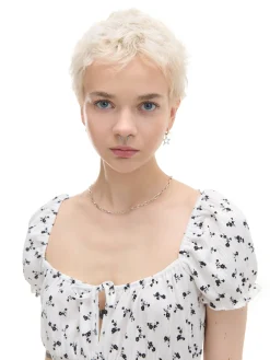Discount Cropp Biała sukienka midi w kwiaty biały