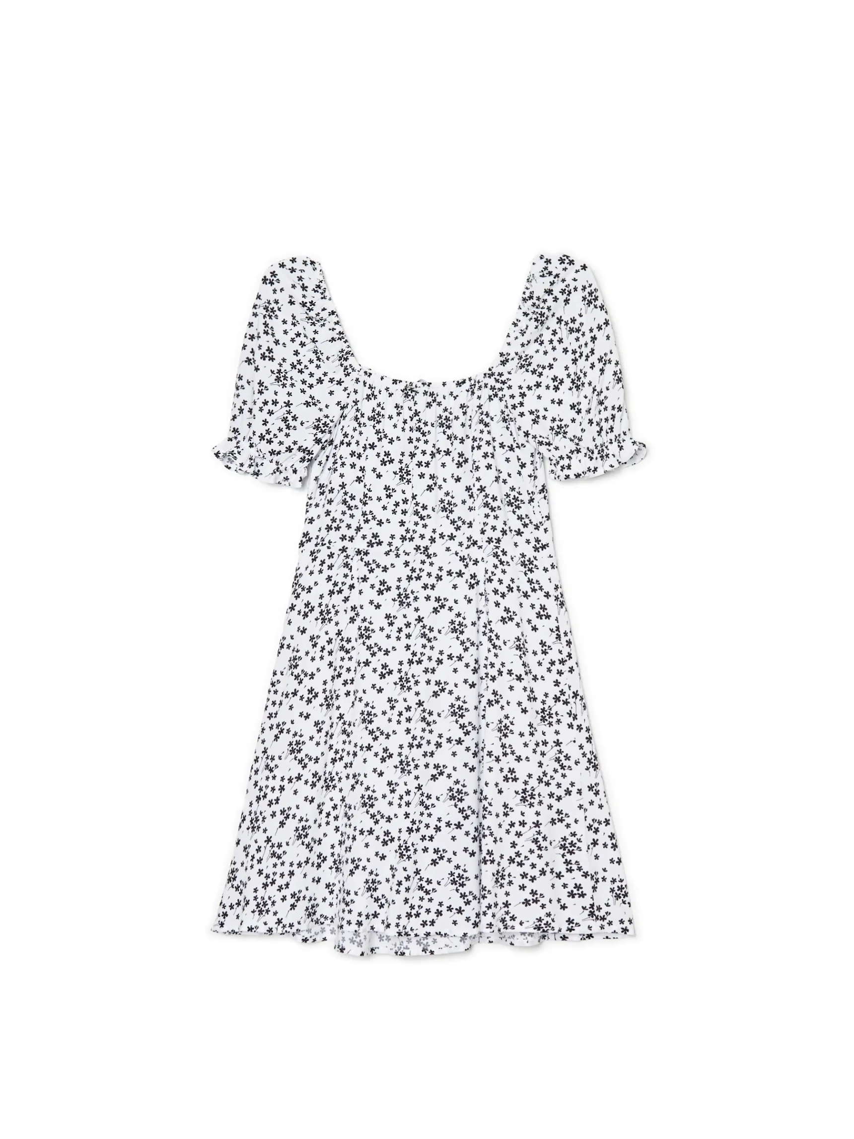 Clearance Cropp Biała sukienka mini w kwiaty kremowy