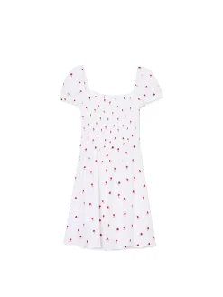 Best Cropp Biała sukienka mini z bufiastymi rękawami biały