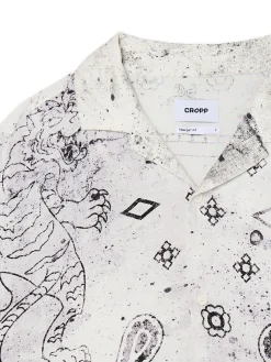 New Cropp Biała wiskozowa koszula z nadrukiem biały