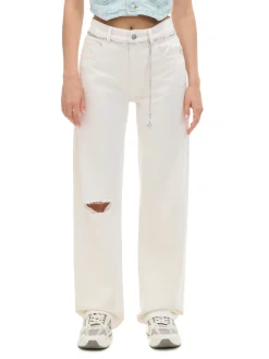 Discount Cropp Białe jeansy straight biały