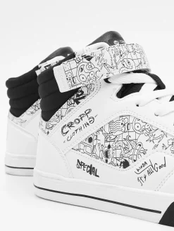 Online Cropp Białe sneakersy z nadrukami biały