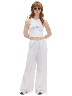 New Cropp Białe spodnie wide leg biały