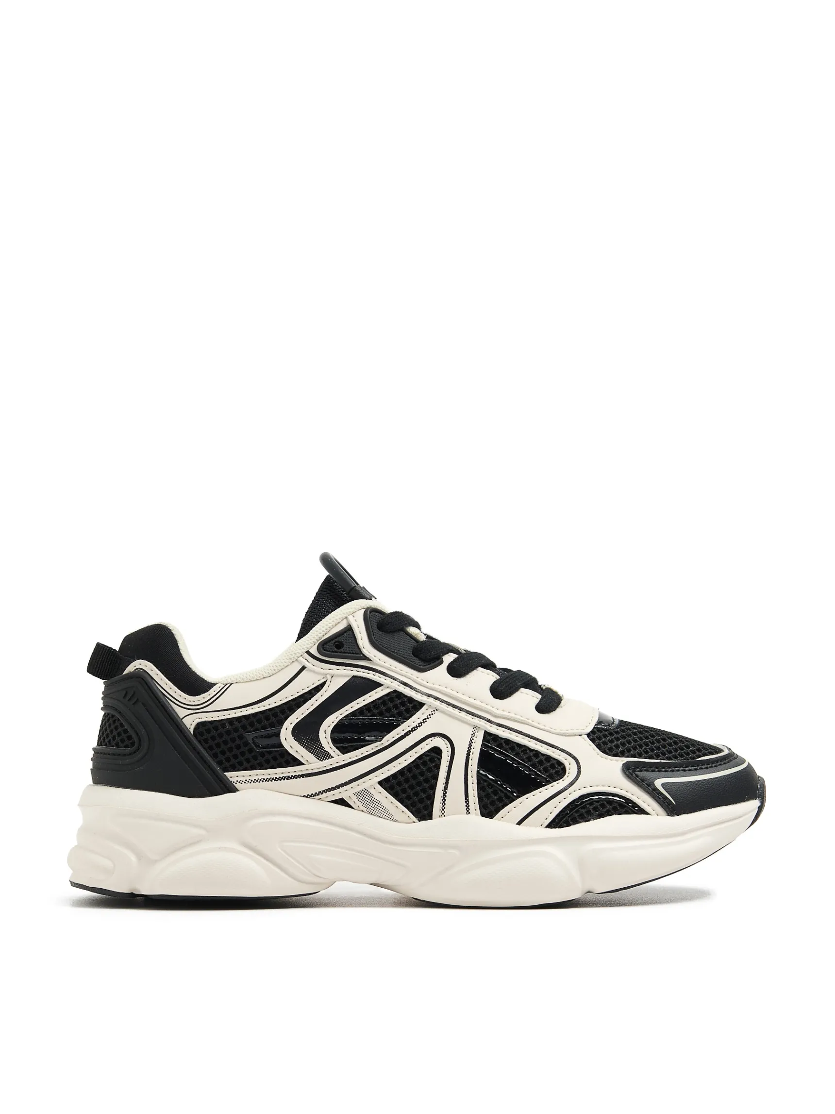 Best Cropp Biało-czarne sneakersy czarny