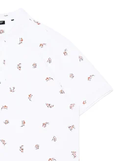 Discount Cropp T-shirt polo z rybkami biały