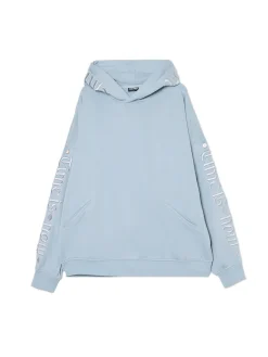 Outlet Cropp Błękitna bluza z kapturem i naszywkami błękitny