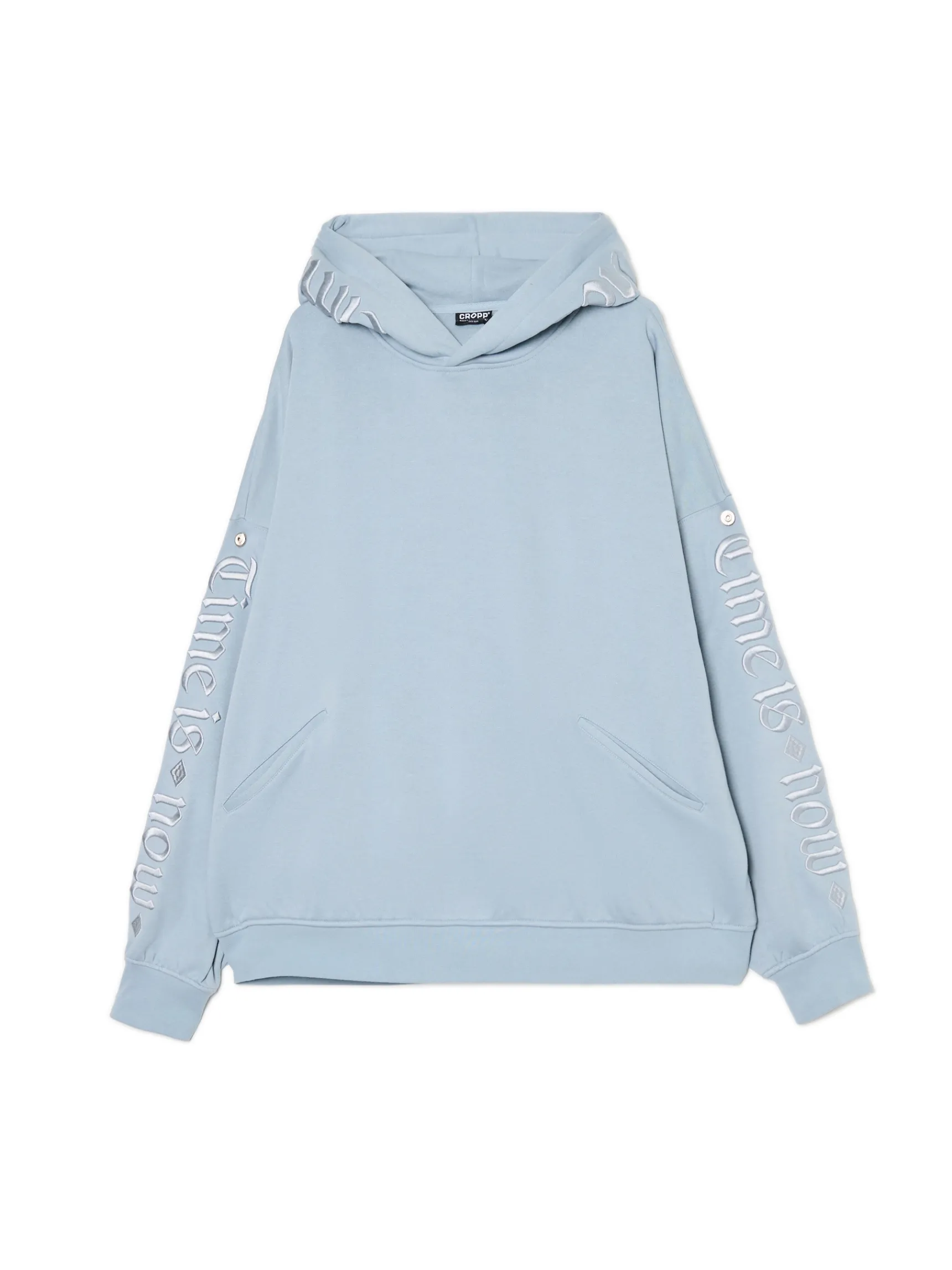 Outlet Cropp Błękitna bluza z kapturem i naszywkami błękitny