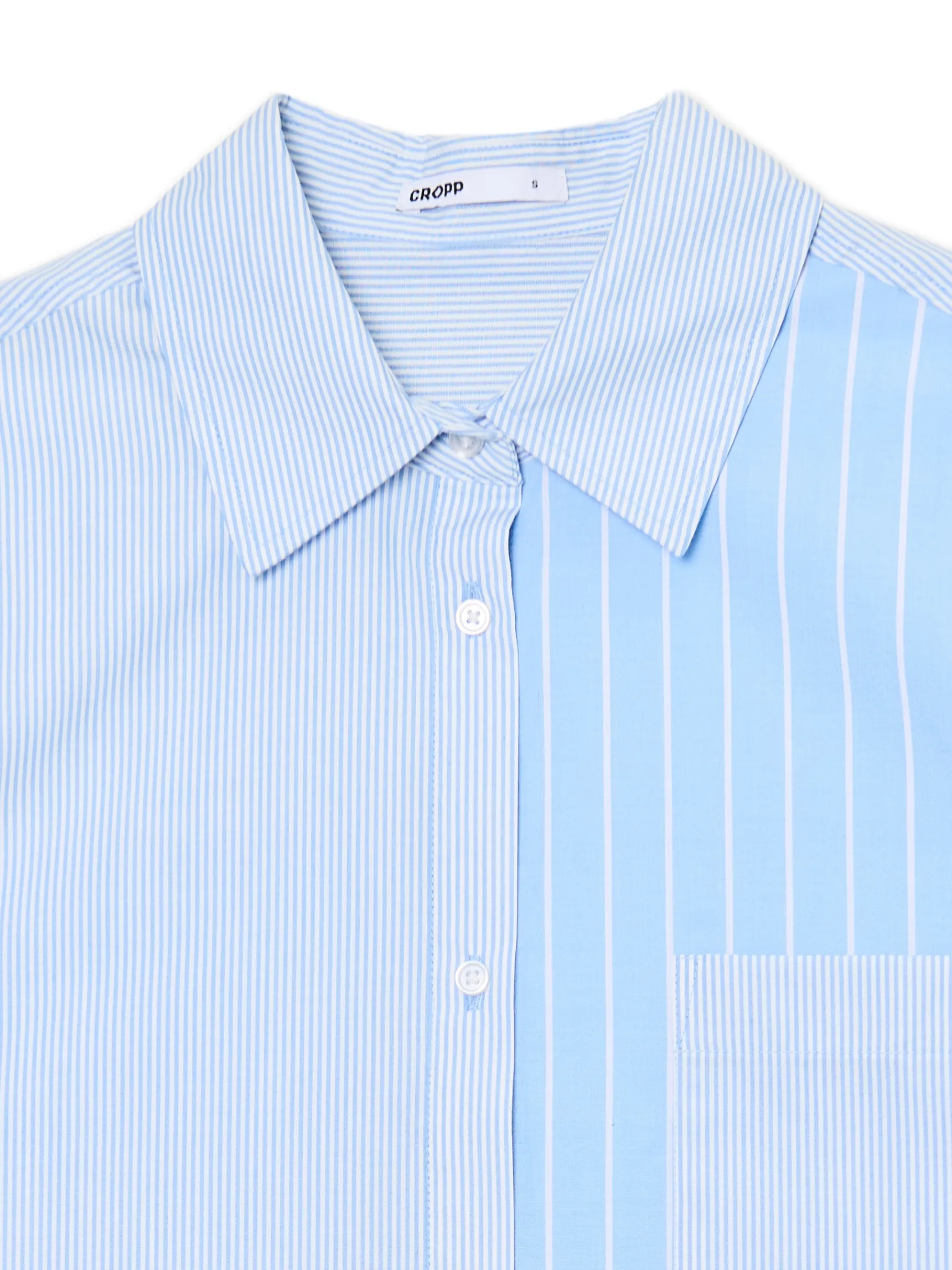 Sale Cropp Błękitna koszula oversize w pionowe paski niebieski