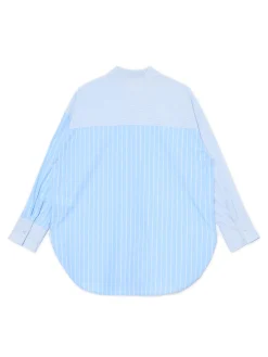 Sale Cropp Błękitna koszula oversize w pionowe paski niebieski