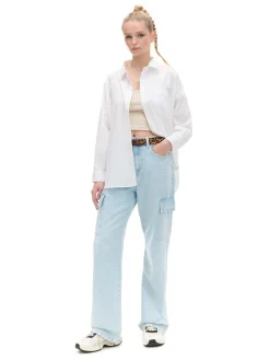 Best Cropp Błękitne jeansy baggy niebieski