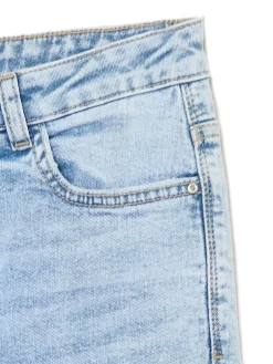 Best Cropp Błękitne jeansy skinny z przetarciami błękitny