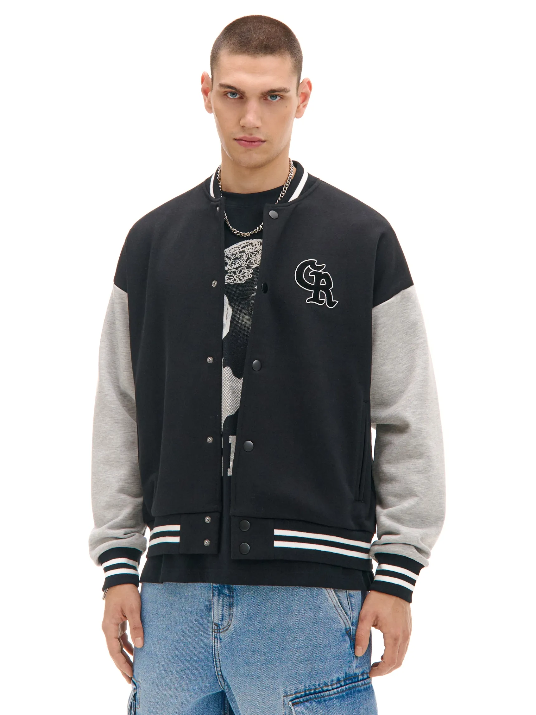 Outlet Cropp Bluza college na zatrzaski czarny