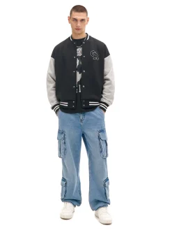 Outlet Cropp Bluza college na zatrzaski czarny