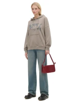New Cropp Bluza hoodie oversize z napisem UNISEX szary