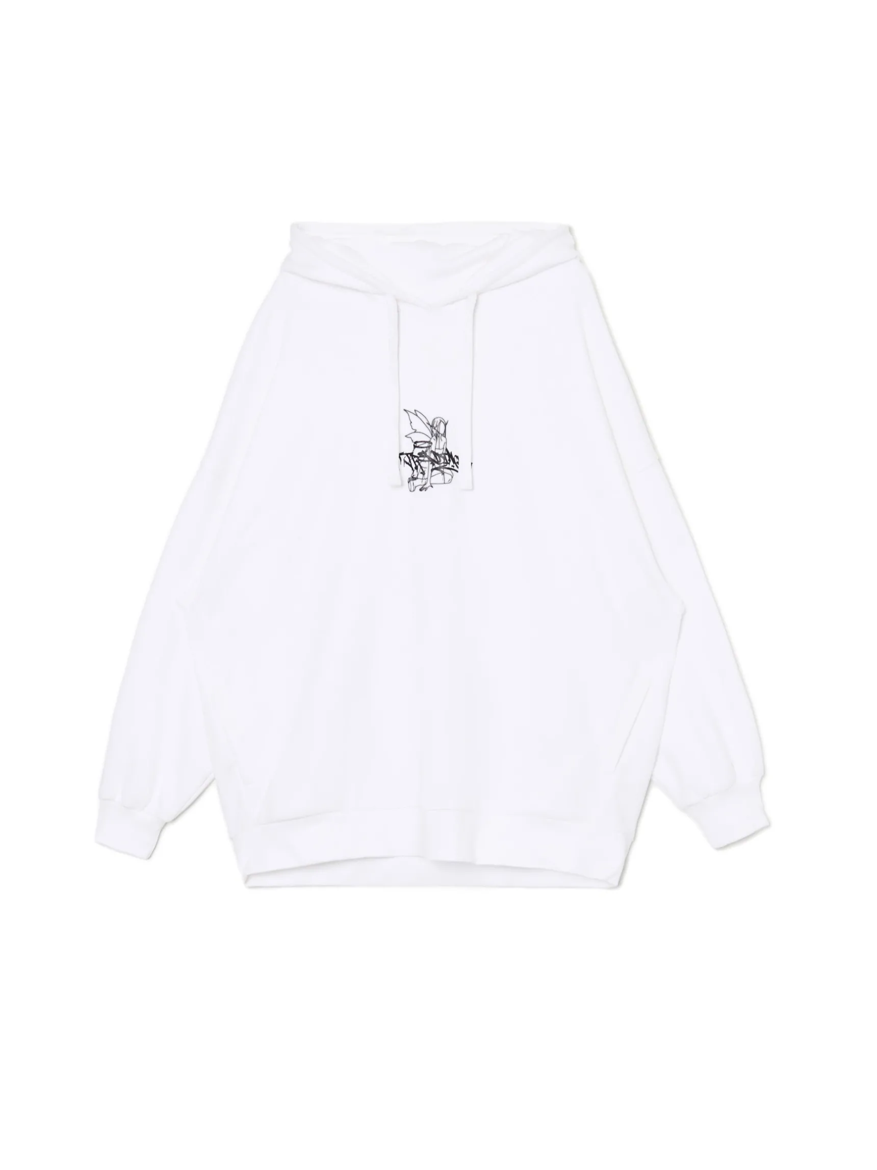 Sale Cropp Bluza hoodie oversize z nadrukiem biały