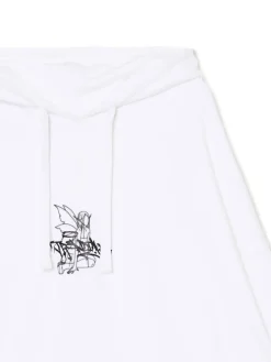 Sale Cropp Bluza hoodie oversize z nadrukiem biały