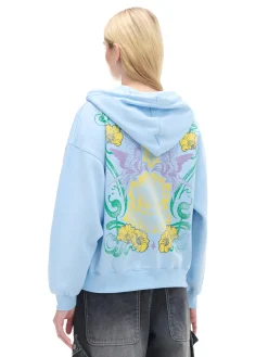 Clearance Cropp Bluza hoodie z kolorowym nadrukiem UNISEX błękitny