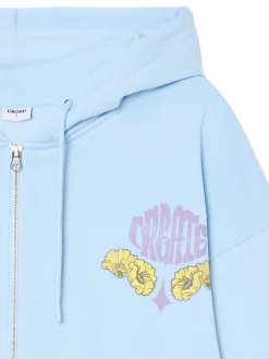 Clearance Cropp Bluza hoodie z kolorowym nadrukiem UNISEX błękitny