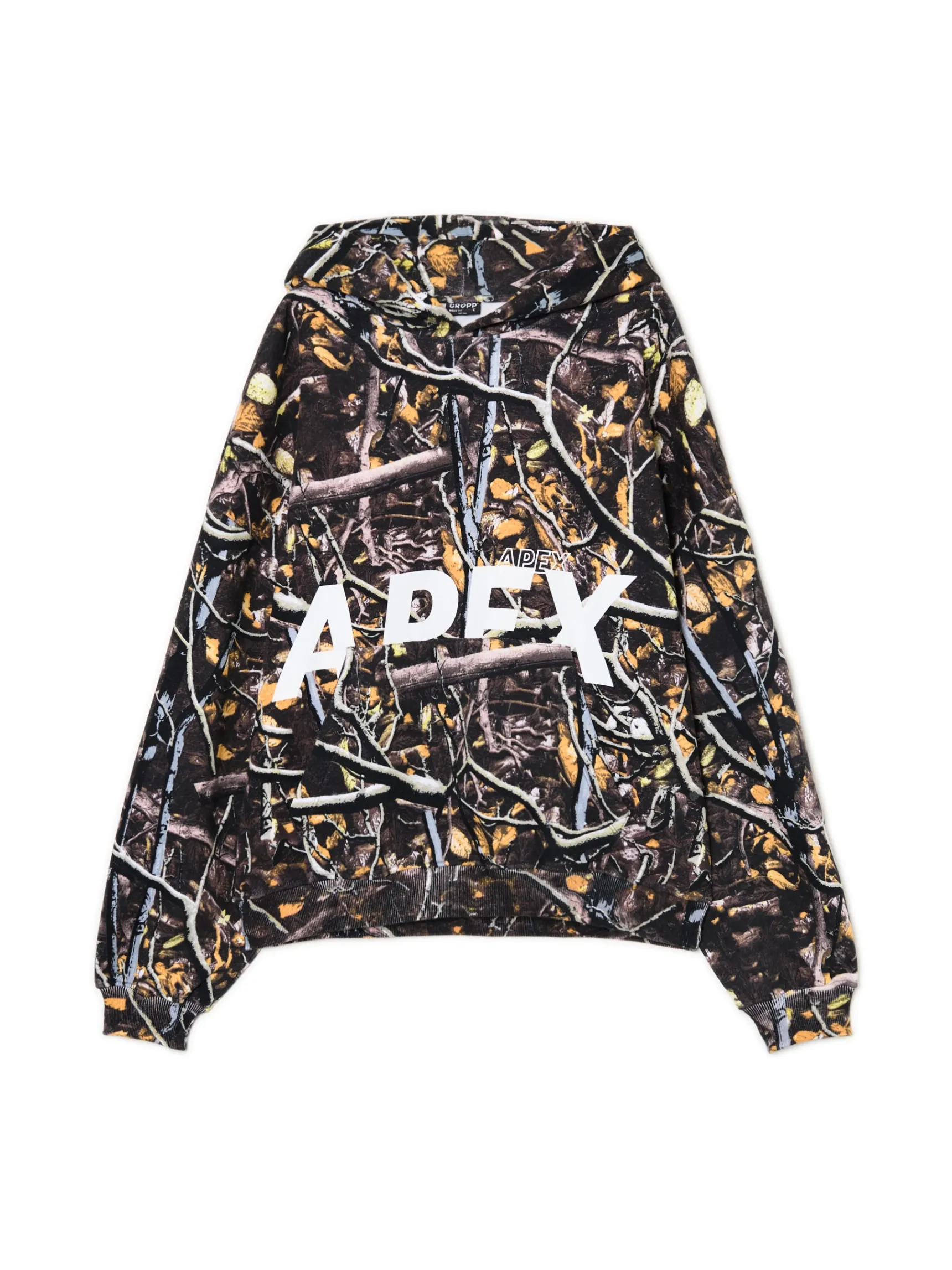 Best Cropp Bluza hoodie z leśnym nadrukiem biały