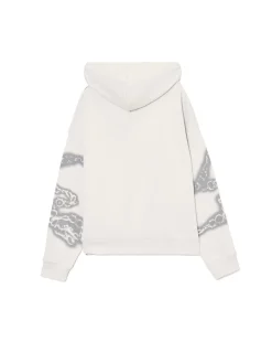Online Cropp Bluza hoodie z motywem łańcucha UNISEX jasnyszary