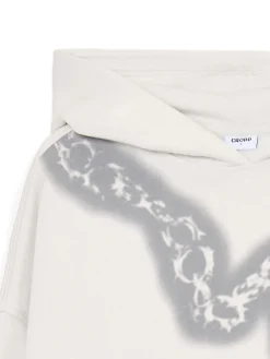 Online Cropp Bluza hoodie z motywem łańcucha UNISEX jasnyszary