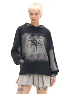 Sale Cropp Bluza hoodie z motywem pająka brązowy