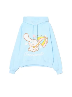 Sale Cropp Bluza hoodie z nadrukiem Cinnamoroll błękitny