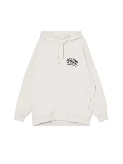 Discount Cropp Bluza oversize z kapturem i nadrukiem jasnyszary