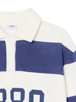 Hot Cropp Bluza w paski z aplikacją kremowy