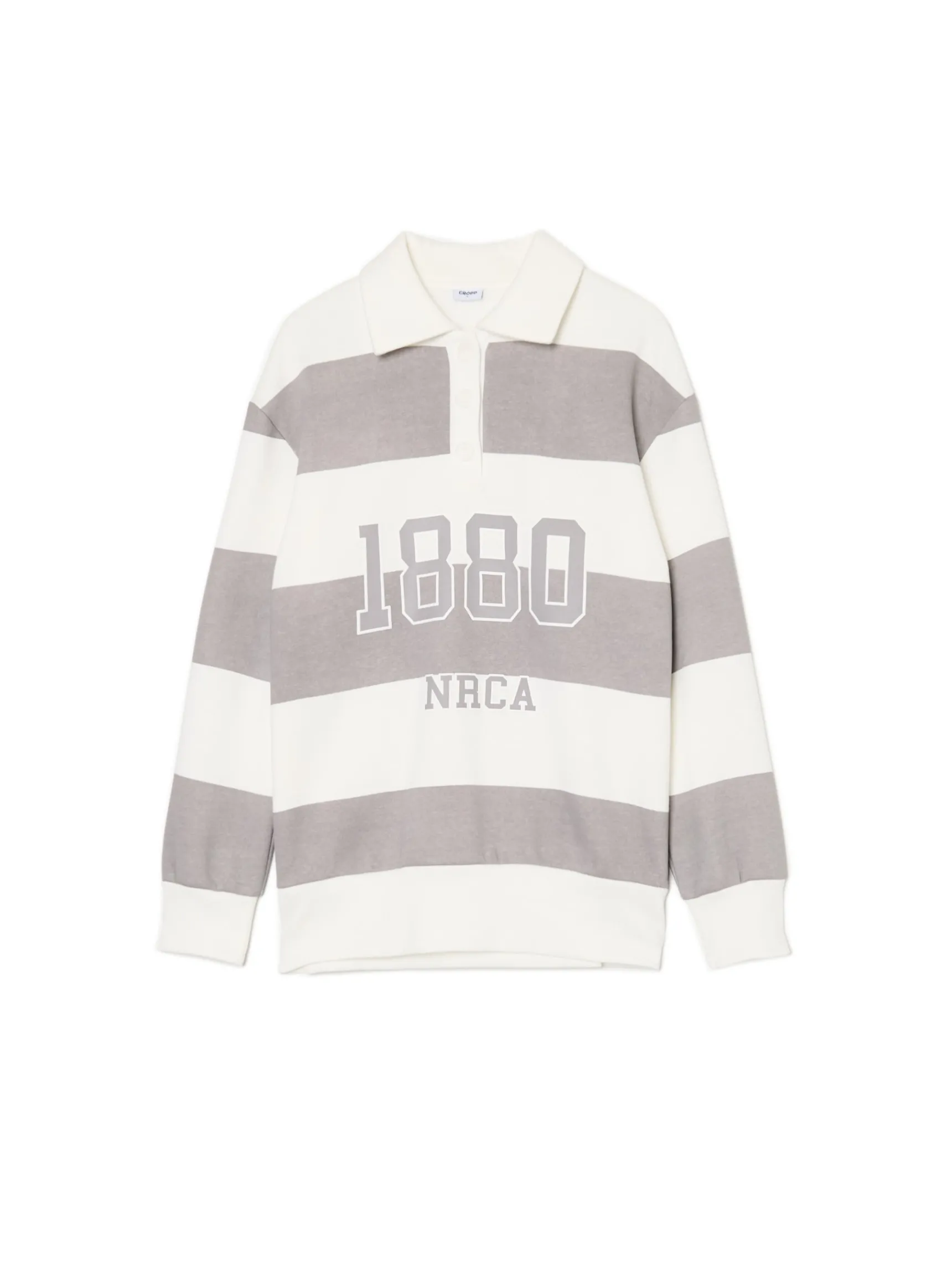 Best Cropp Bluza w szare paski z aplikacją jasnyszary