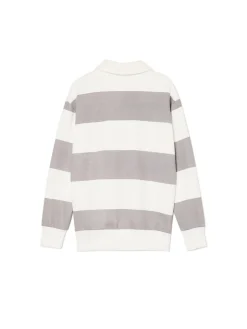 Best Cropp Bluza w szare paski z aplikacją jasnyszary